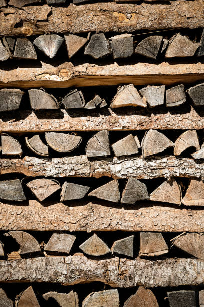 A stack of firewood. stock photo