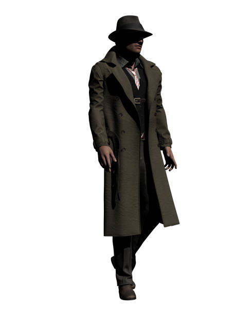istock Vintage Detective with trench coat and Fedora Hat 1397186409