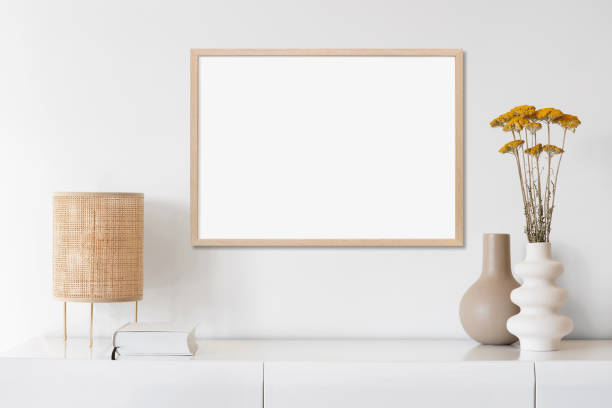 istock Artwork mock-up in interior design. Blank picture frame on a wall 1397195848