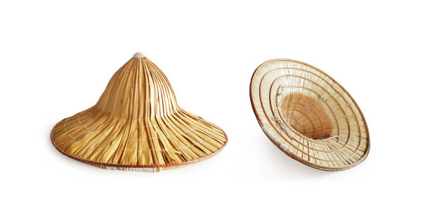 istock Traditional Asian hat woven with palm leaves. on a white background 1397200430