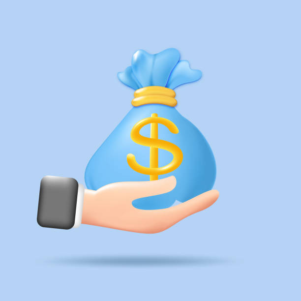 istock Money bag with dollar icon on hand. Cash, business and finance, financial solution, return on investment, down payment concept. 3d vector illustration icon. Minimal style. 1397201768