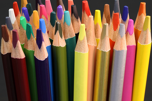 Colored pencils, close-up.
