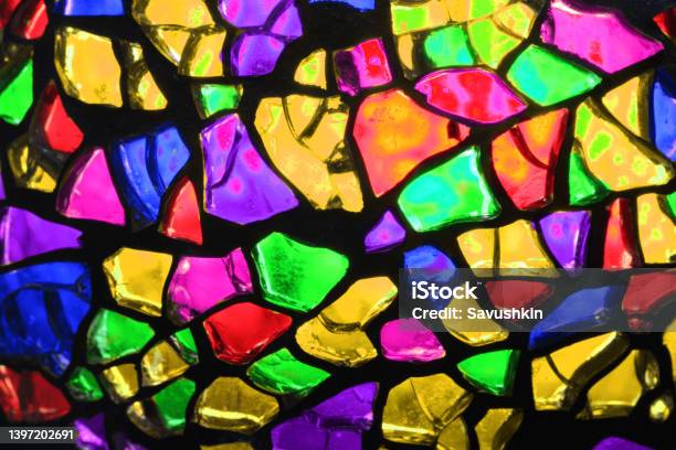 Abstract Glass Background Stock Photo - Download Image Now - Stained Glass, Close-up, Multi Colored