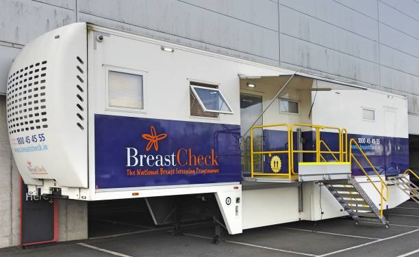 breast check mobile unit - cancer cell cancer breast cancer breast imagens e fotografias de stock