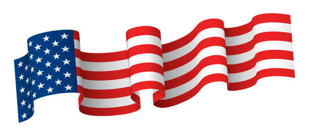 illustrazioni stock, clip art, cartoni animati e icone di tendenza di sventolare bandiera usa bandiera orizzontale bandiera nazionale patriottico americano simbolo realistico template vettoriale - american flag flag usa waving