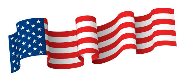 ilustrações de stock, clip art, desenhos animados e ícones de waving usa flag horizontal banner national patriotic american symbol realistic template vector - american flag usa flag curve