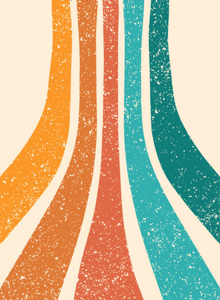 ilustrações de stock, clip art, desenhos animados e ícones de retro groovy background with stripes - retro wallpaper