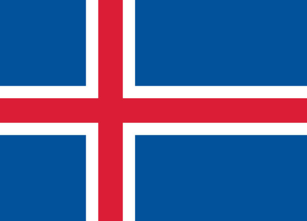 Iceland flag. The official national flag of Iceland, a Nordic Island country in the North Atlantic Ocean. Flat icon. Texture map vector art illustration