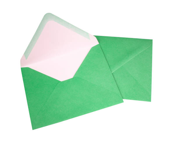 istock Craft green envelope isolated on the white background 1397210921