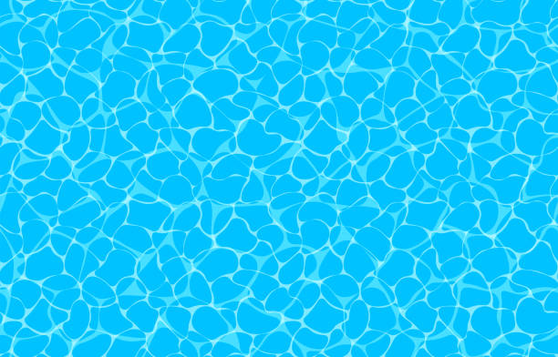 ilustrações, clipart, desenhos animados e ícones de padrão do oceano vetorial sem emendas com ondulação cáustica na água. ilustração da piscina de vista superior. - piscina