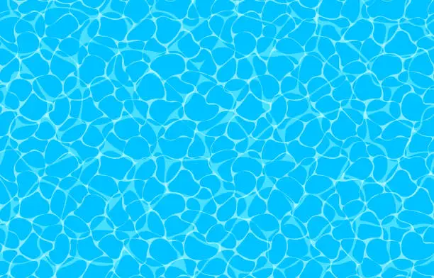 Vector illustration of Seamless vector ocean pattern with caustic ripple on water. Top view swimming pool illustration.