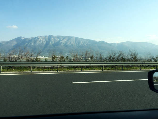 Driving on the highway with nature backgrounds and asphalt road
