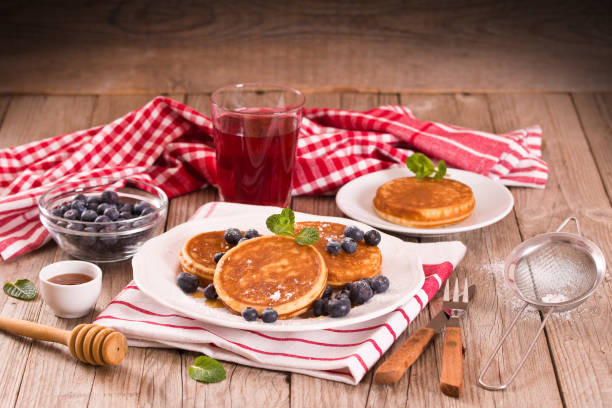 istock Pancakes with blueberries and chocolate cream. 1397215564