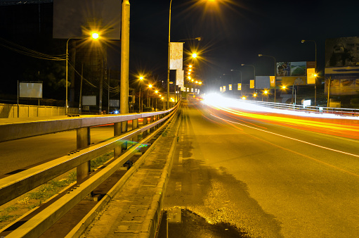 Long exposure of city lights and traffics at night