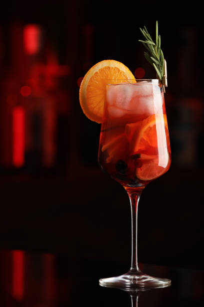 istock Delicious sangria cocktail on black table in bar 1397220575