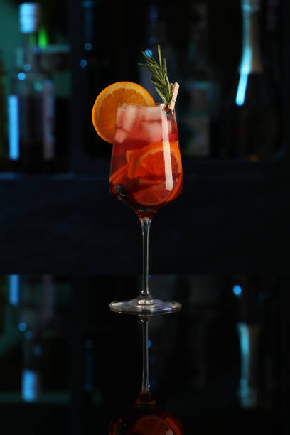 istock Delicious sangria cocktail on black table in bar 1397220610