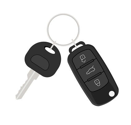 Car key and alarm system chain. Clipart image isolated on backgroundEps 10