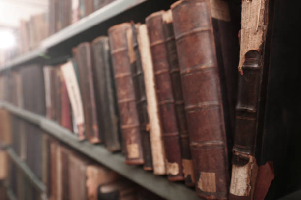 istock Blurred view of old books on shelf in library 1397221853