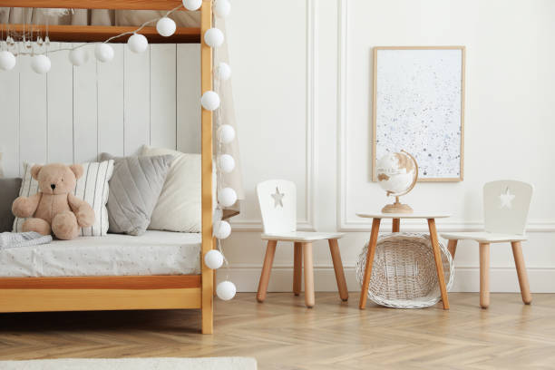 istock Stylish room for kid with house bed. Interior design 1397221872
