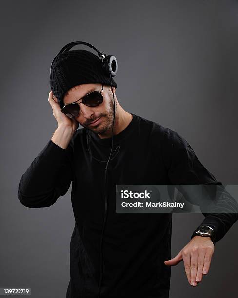 Dj With Headphones Stock Photo - Download Image Now - Adult, Adults Only, Beard