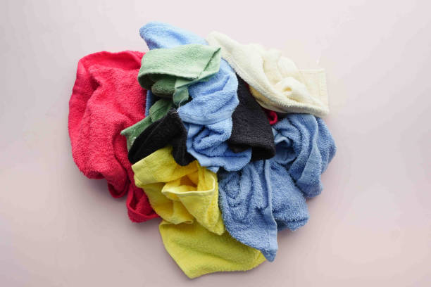 istock top view of stack of shower towel on table. 1397228866