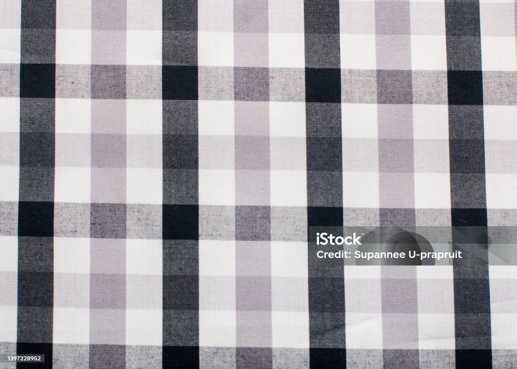 Background checked black grey and white pattern fabric computer graphic design photo stock from Thailand Custom textile design print on fabric red color background. Unique seamless pattern fabric Background design for textile or any surface. Repeat Pattern for clothing, Textile, Wall paper Plaid Stock Photo