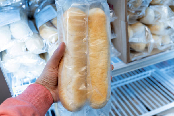 istock Frozen bread in the refrigerator. ciabatta, loaf, hamburger buns 1397237317