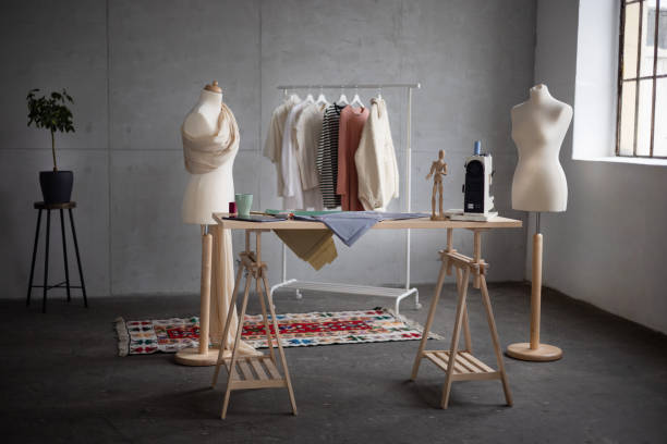 istock Wide angle view of an empty fashion studio 1397237381
