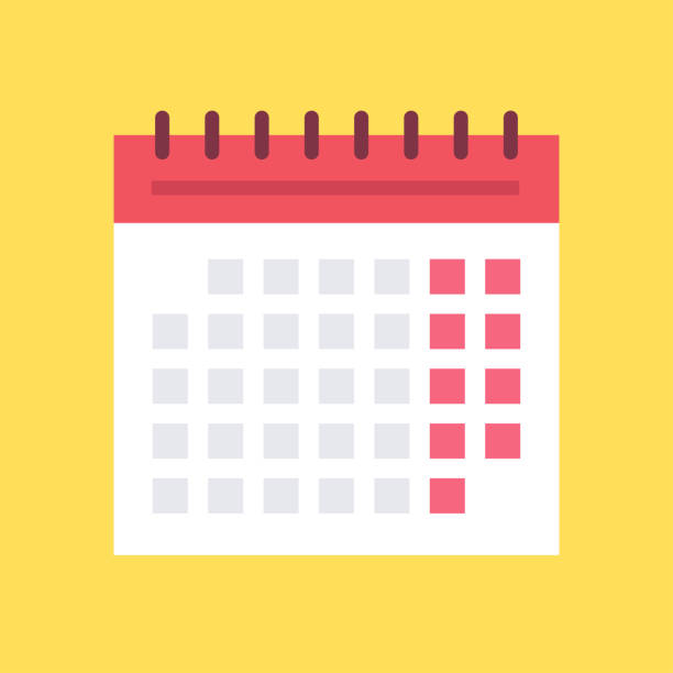 kalendersymbol isoliert auf gelbem hintergrund. flaches design. vektorillustration." n - tischkalender stock-grafiken, -clipart, -cartoons und -symbole