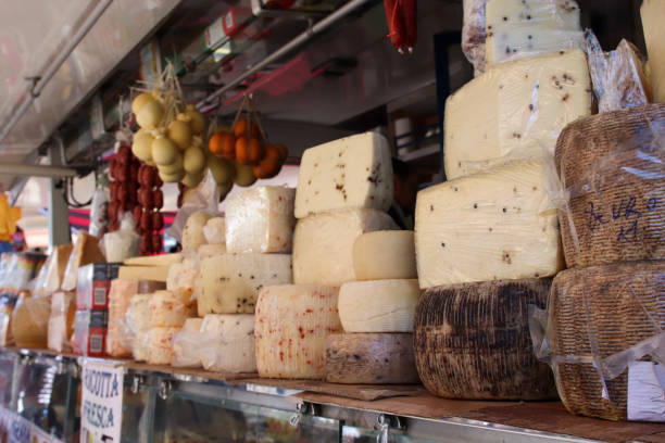 istock Cheese on display at an Italian market 1397243474