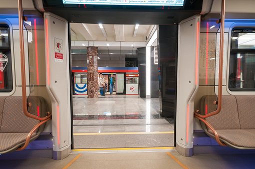Ma on shan MTR platform on Tuen Ma Line, in Hong Kong - 12/09/2023 17:00:50 +0000.