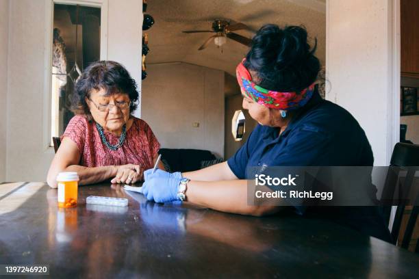 Senior Healthcare Assistance In A Home Stock Photo - Download Image Now - Indigenous Peoples of the Americas, Healthcare And Medicine, Medicare