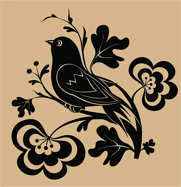 Vector illustration of Oriental Bird Silhouette