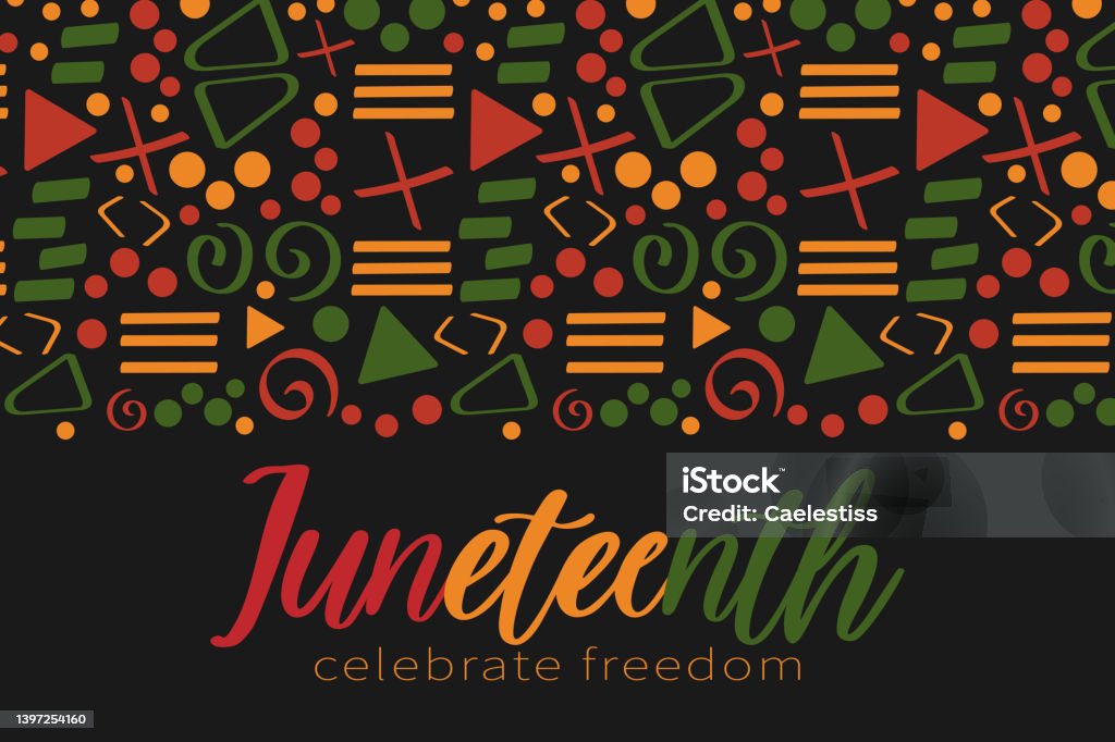 Africa day banner with tribal African pattern ornament - red, yellow, green. Background for banner, postcard, flyer vector design Juneteenth banner with tribal African pattern ornament - red, yellow, green. Background for banner, postcard, flyer vector design. Juneteenth stock vector