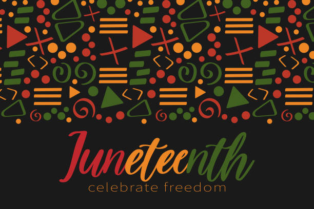 Africa day banner with tribal African pattern ornament - red, yellow, green. Background for banner, postcard, flyer vector design Juneteenth banner with tribal African pattern ornament - red, yellow, green. Background for banner, postcard, flyer vector design. juneteenth celebration stock illustrations