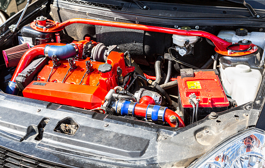 Lada Riva Engine Modified Tuned Car Engine Of Lada 2170 Priora Vehicle Stock Photo - Download ...