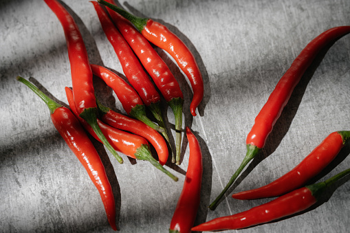 Festive bowl filled with a variety of hot peppers