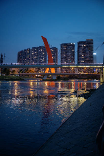 Chengdu riverside and modern urban architecture at night