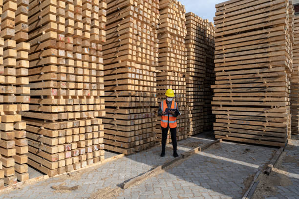 istock A Chinese woman worker works in a timber warehouse. 1397268236