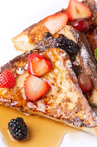 French Toast with Berries close up