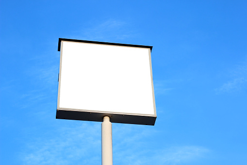 Blank billboard on blue sky background
