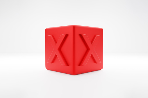 Red negative or decline sign icon. Interface button symbol on white background. 3d render illustration.