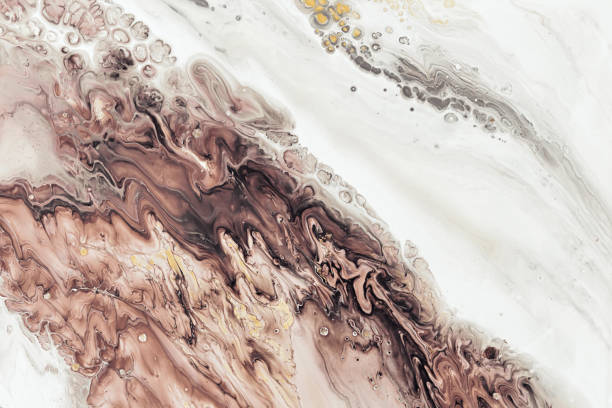 istock Fluid Art acrylic paints. Abstract mixing brown, black and white waves. Liquid flows splashes. Marble effect background or texture 1397283683