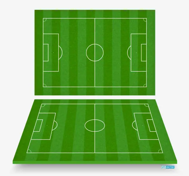 Vector illustration of set of realistic soccer football field or field football stadium.