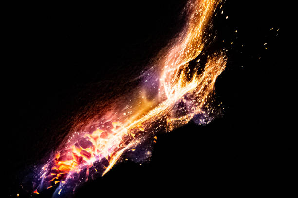 istock Flame on coal burning in kiln for katana, Japanse sword smith. 1397287779