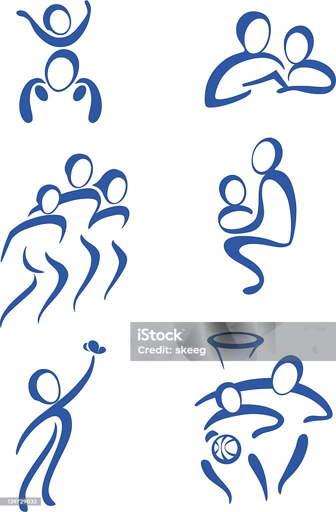 Iconos de la familia: Padres & niños - arte vectorial de Modelo de conducta libre de derechos