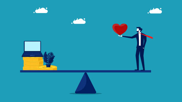 istock Compare work and life. The concept of balancing life and work. vector illustration 1397291954