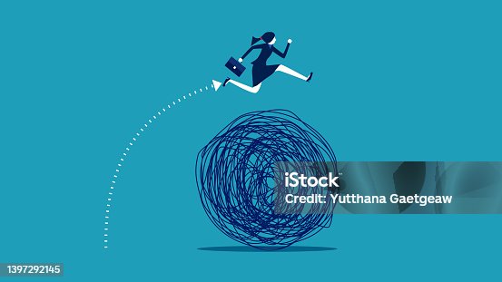 istock Business women avoid chaos. concept business vector illustration. business concept 1397292145