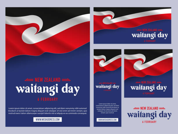 illustrazioni stock, clip art, cartoni animati e icone di tendenza di nz waitangi giorno bandiera maori - waitangi day