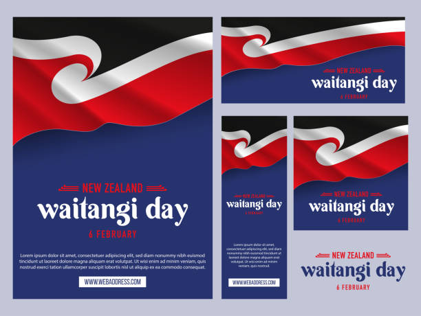 nz waitangi dzień flagi maoryskiej - waitangi day stock illustrations